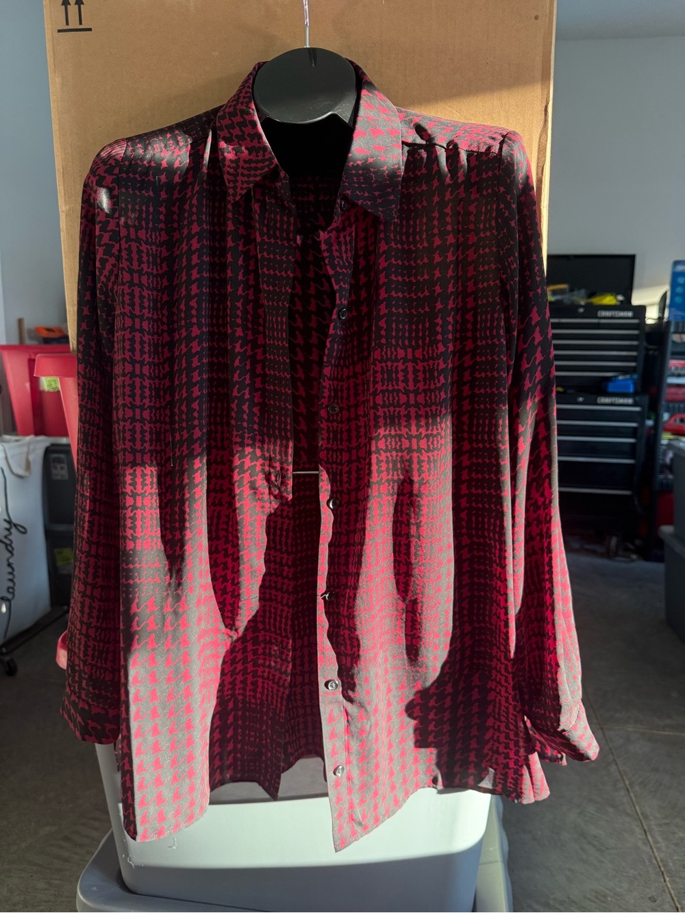 Burgundy & Black Patterned Button-Up Jacket p61